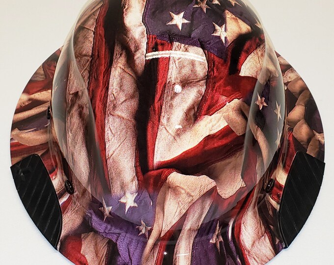 Custom Hydro Dip Respect Flags Lift DAX Fiber HDF-15WG Full Brim Hardhat