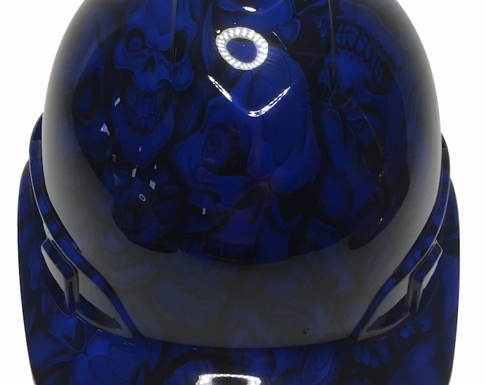 Custom Hydro Dipped Hard Hat Ridgeline Cap Style Custom Dark Blue Insanity Skulls