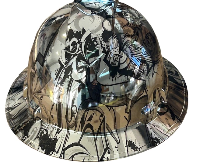 Custom Ridgeline Full Brim Hard Hat Chrome Graffiti