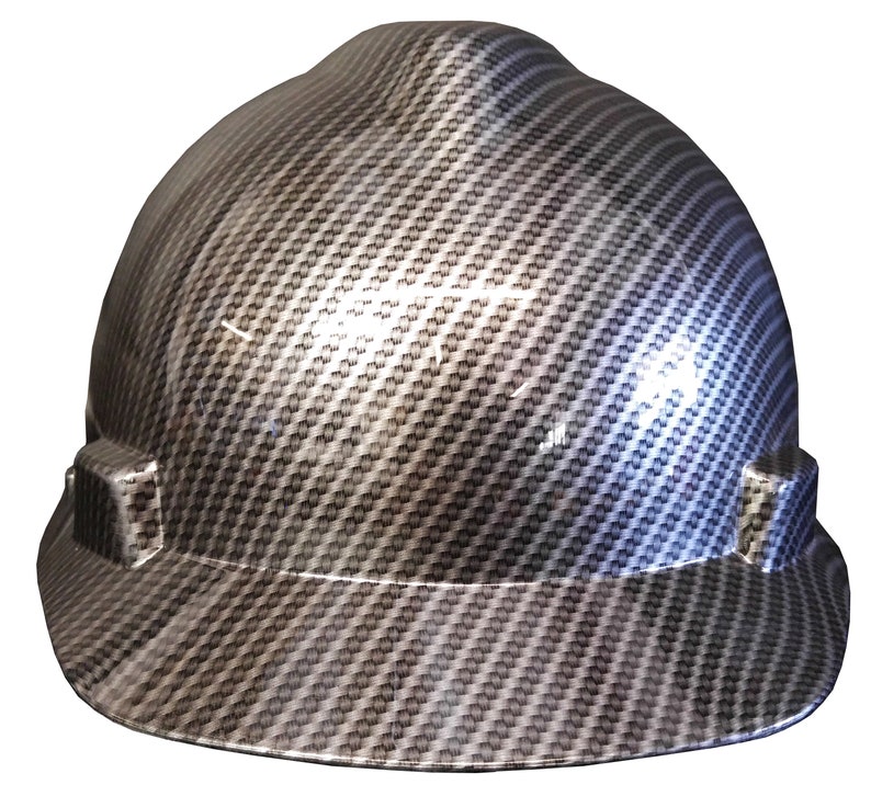Hard Hat MSA V-Gard Cap Style Custom Truue Weave Carbon Fiber Hydro Dipped