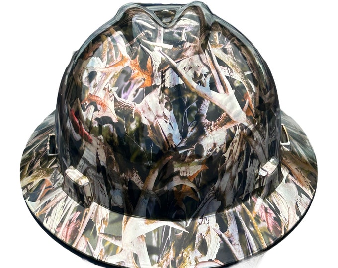 Custom Hard Hat MSA Full Brim Chrome Bonz Camo