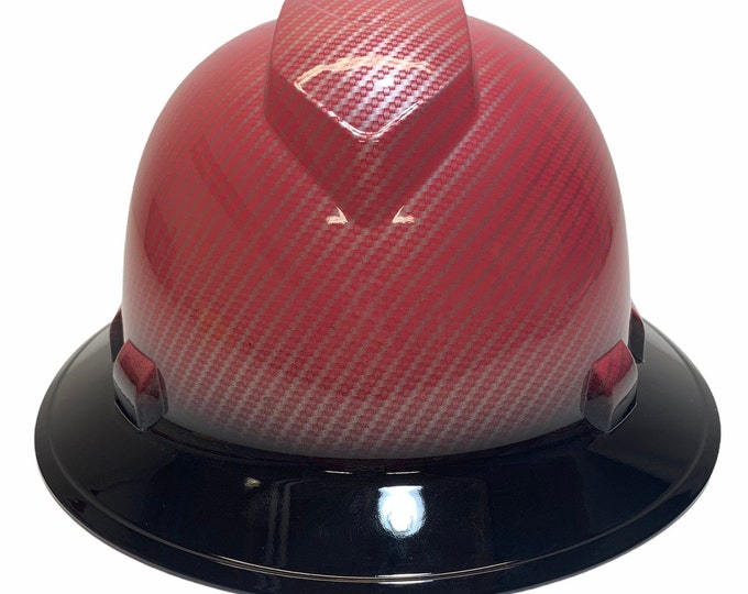 Custom Hard Hat Pink Carbon Fiber Hydro Dipped W/Black Rim  Full Brim Ridgeline
