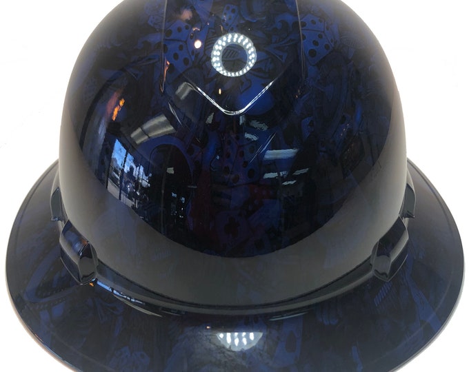 Custom Hydro Dipped Blue Gambler Ridgeline Full Brim Hard Hat