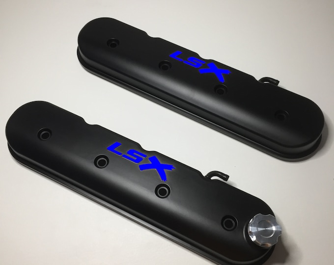 Custom LSX Valve Covers 241-407 Black With Blue LSX