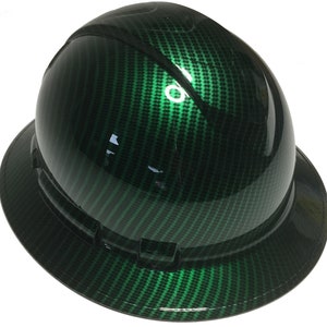 Custom Hard Hat Green Kandy Carbon Fiber Hydro Dipped Full Brim Ridgeline