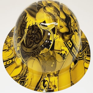 Hydro Dip Hard Hat Yellow  Fantasy Chic Full Brim Pyramex Ridgeline Protective Helmet