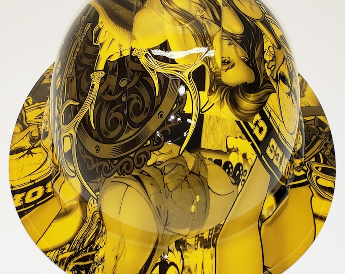 Hydro Dip Hard Hat Yellow  Fantasy Chic Full Brim Pyramex Ridgeline Protective Helmet