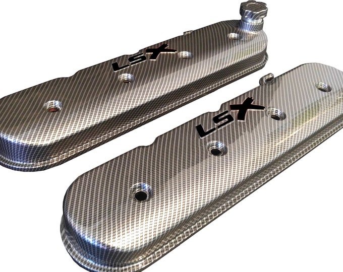 Custom Hydro Dipped LS Valve Covers 241-405 Carbon Fiber With Black LSX