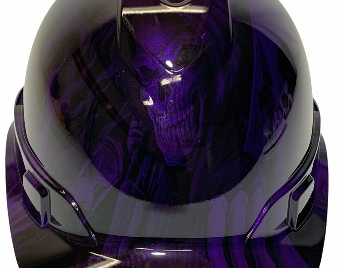 Custom Hydro Dipped Hard Hat Ridgeline Cap Style Plum Crazy Purple Ace Of Skulls