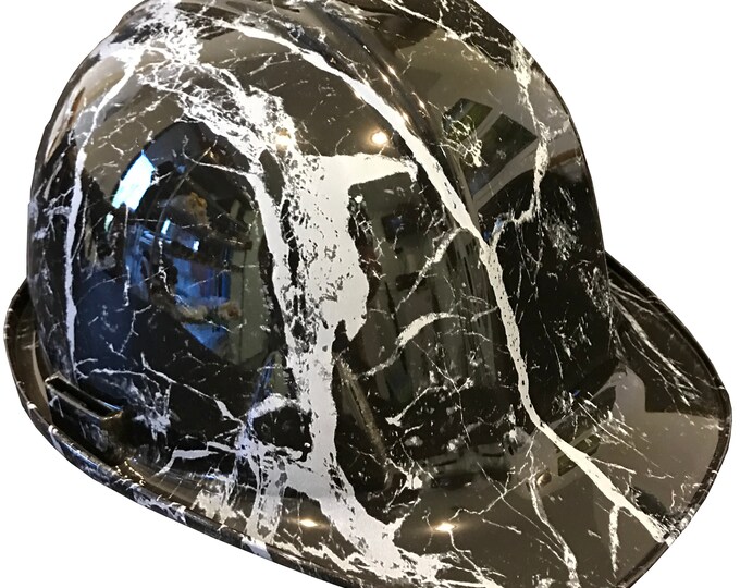 Hard Hat Pyramex SL Series Cap Style Custom Hydro Dipped Black Marble