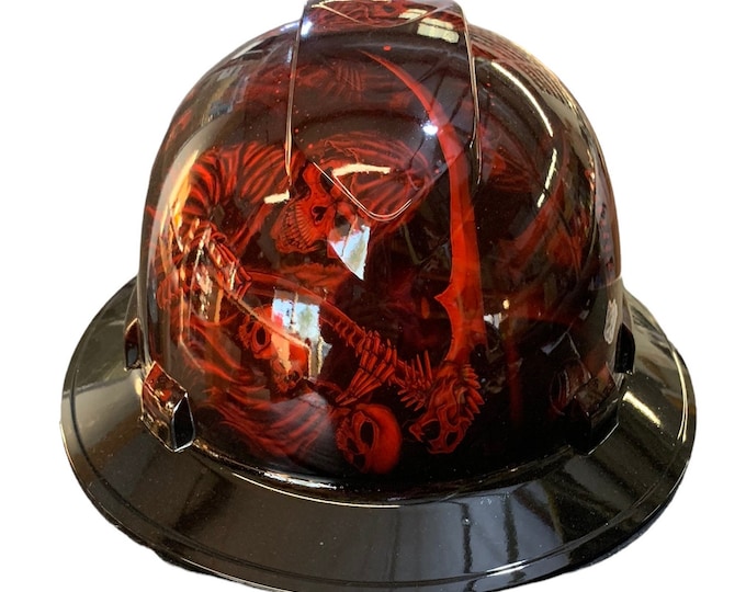 Hard Hat Ridgeline Full Brim Custom Red Reaper w/Black Brim Hydro Dipped