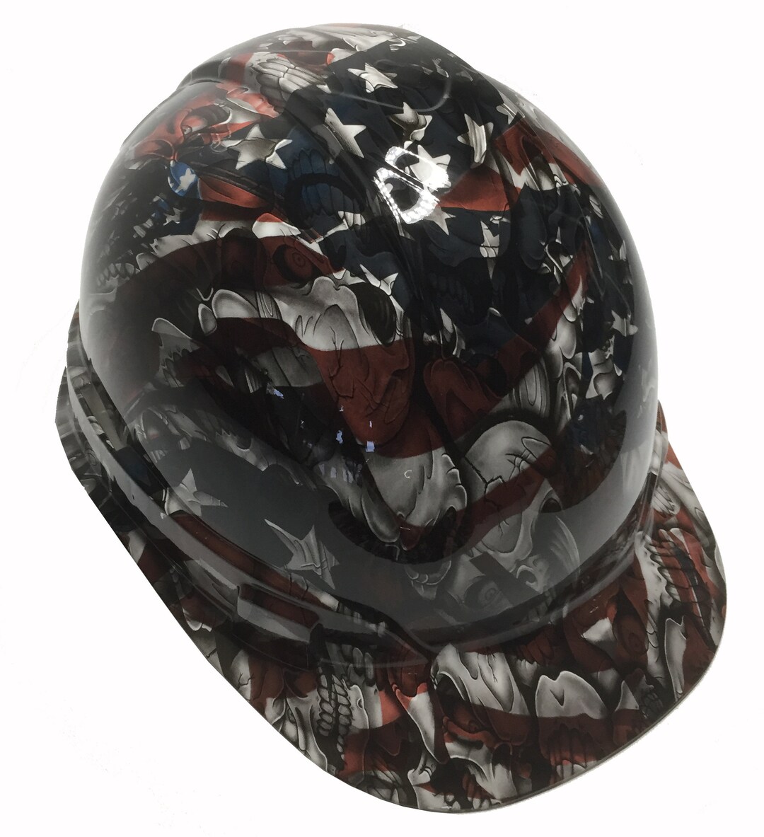 Custom Hard Hat American Flag Insanity Skulls Cap Style Ridgeline Etsy