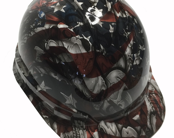 Custom Hard Hat American Flag Insanity Skulls Cap Style Ridgeline
