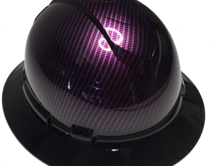 Custom Hard Hat Purple Kandy Carbon Fiber dipped W/ Black Brim Full Brim Ridgeline