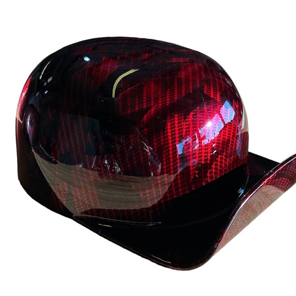 Custom Hydro Dipped Kandy Red Carbon Fiber American Flags2.0 Mikes Pro Lid novelty helmet