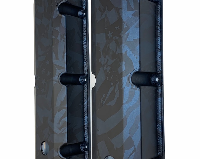 Ford Small Block 62-85 221-351w Valve Covers Mr Gasket 6824G Blue Diamond Flags