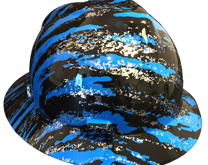 Hard Hat MSA V-Gard Full Brim Custom Blue Marble Splash