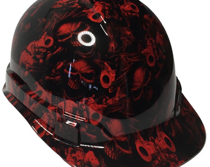 Hard Hat Ridgeline Cap Style Custom Red Gangster Skulls
