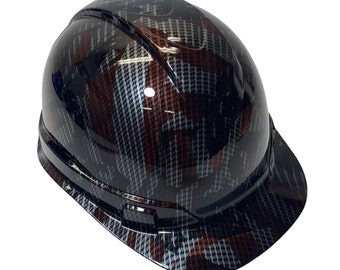 Custom Hard Hat Hydro Dipped Vented Carbon Fiber American Flags Cap Style Ridgeline