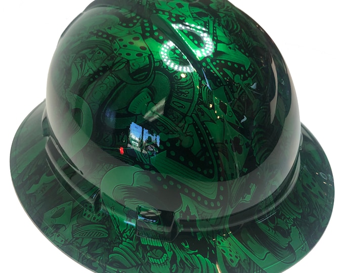Custom Hydro Dipped Hard Hat Ridgeline Full Brim Green Kandy Gambler