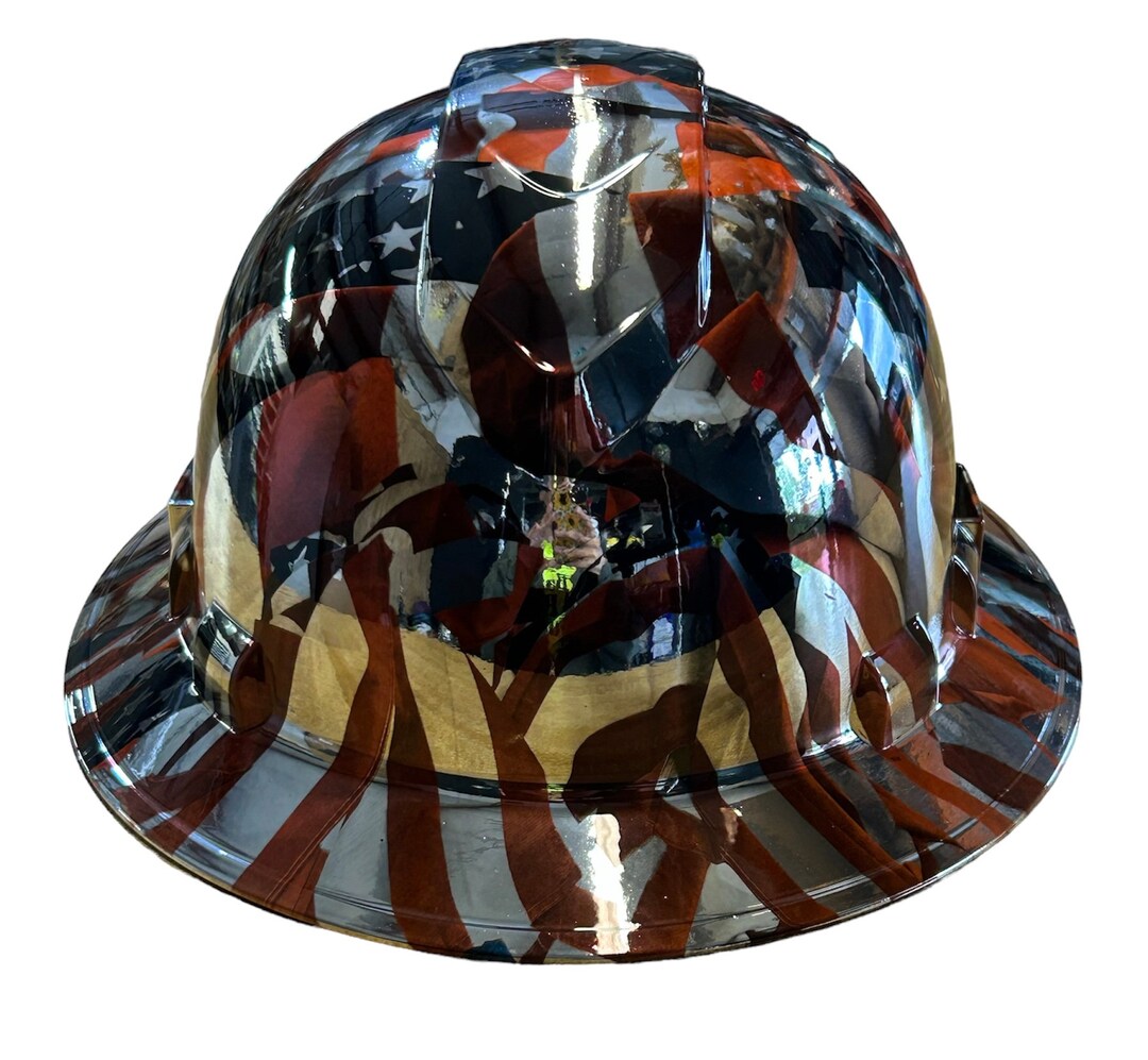 Custom Ridgeline Full Brim Hard Hat Chrome American Flags Etsy