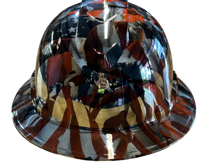 Custom Ridgeline Full Brim Hard Hat Chrome American Flags