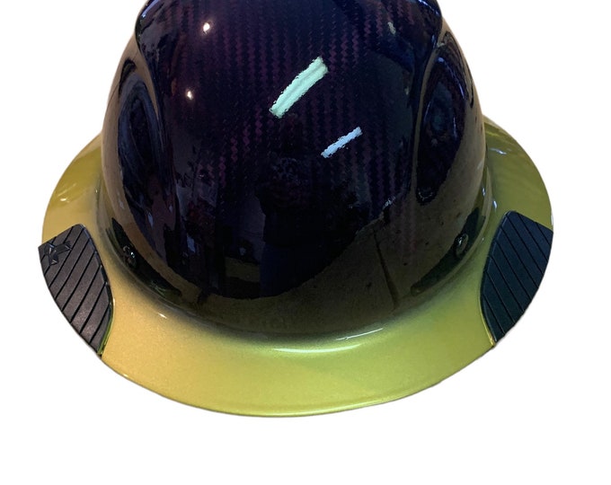 Custom Translucent Purple with gold brim Lift DAX Carbon Fiber HDC-15KG Full Brim HardHat