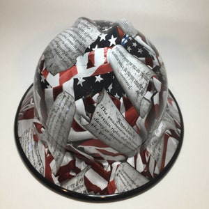 Custom Hard Hat Amendments American Flag W/Black Edgegard Full Brim MSA