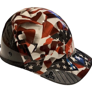 Niestandardowe, hydrofobowe, czarno-białe flagi amerykańskie Lift DAX Fifty 50 Carbon Fiber HDC50C-19OC Cap Style HardHat