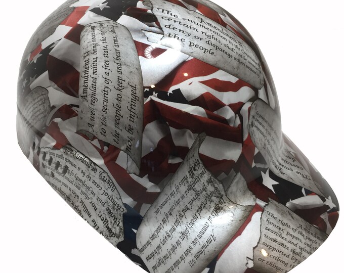 Custom Hydro Dipped Pearl White Amendments American Flags Bump Cap