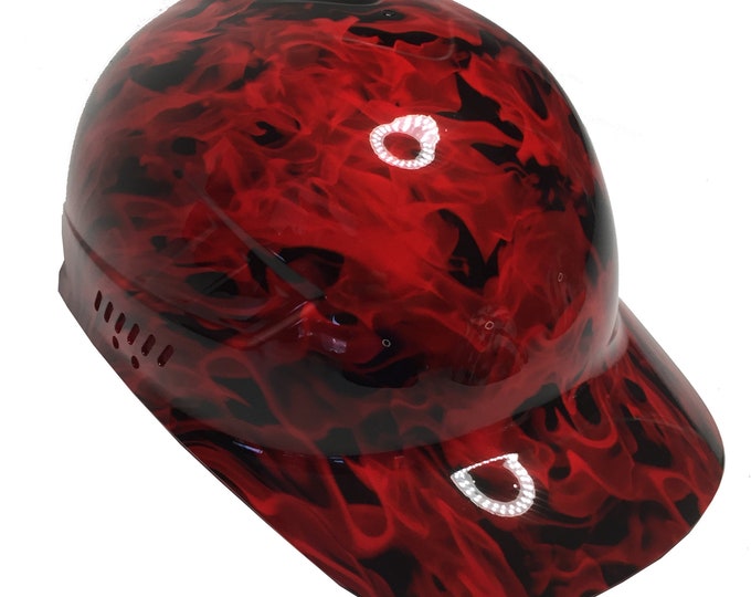 Custom Hydro Dipped Red Flames Bump Cap