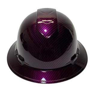 Custom Hard Hat Purple Kandy Carbon Fiber Hydro Dipped Full Brim Ridgeline