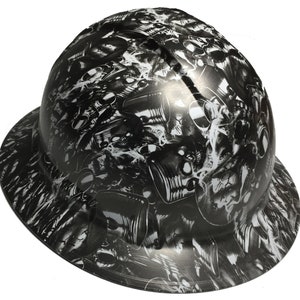 Custom Hard Hat White Brotherhood Skulls Full Brim Ridgeline