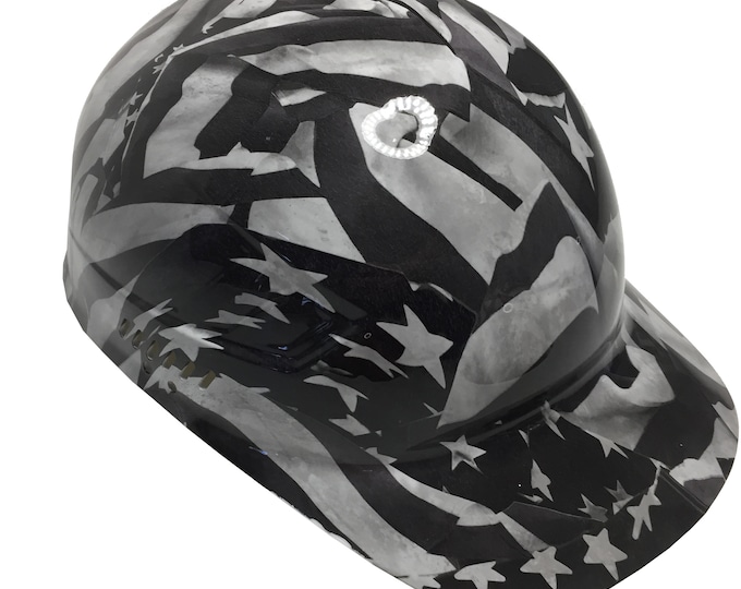Custom Hydro Dipped White Midnight American Flag Bump Cap