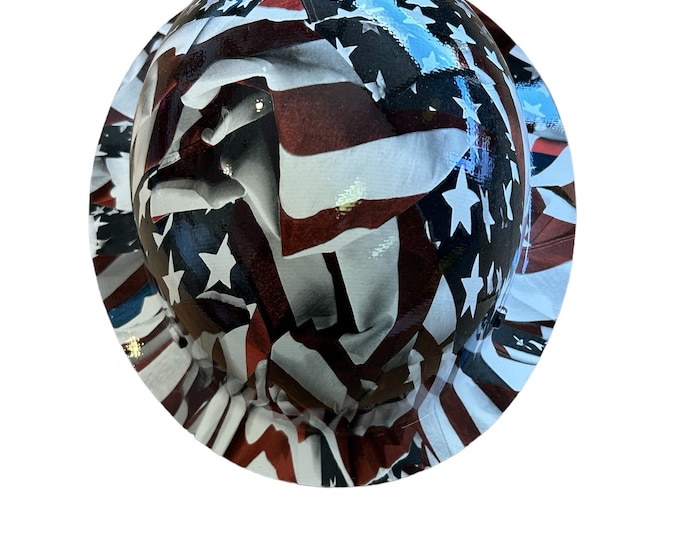 Custom Hard Hat Hydro Dipped American Flags  MSA SkullGard Full Brim