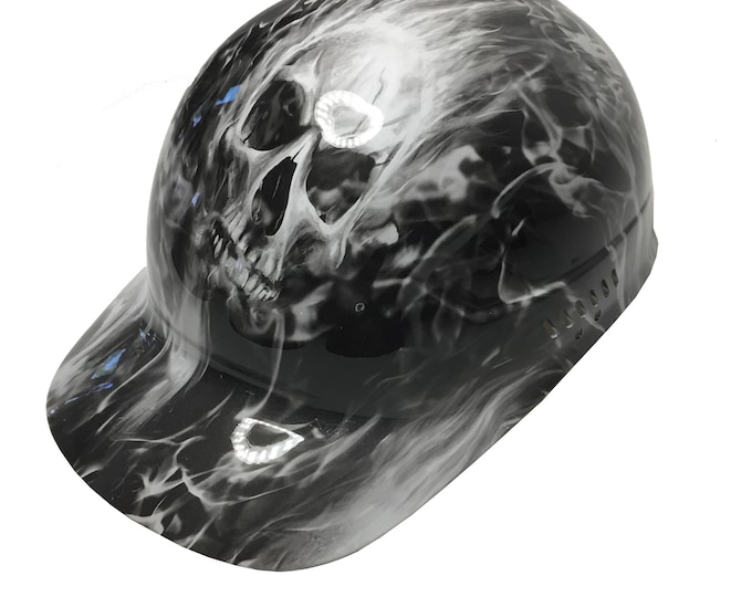 Custom Hydro Dipped White Flaming Skulls Bump Cap