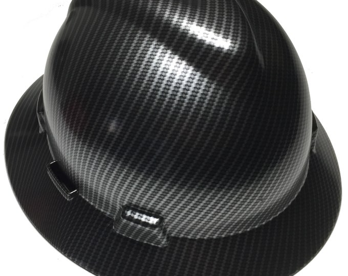 Hard Hat MSA V-Gard Full Brim Custom Hydro Dipped True Weave Carbon Fiber