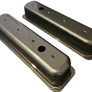 Custom Hydro Dipped Carbon Fiber Small Block Chevy Valve Covers Mr Gasket 6870G