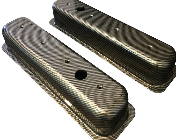Custom Hydro Dipped Carbon Fiber Small Block Chevy Valve Covers Mr Gasket 6870G