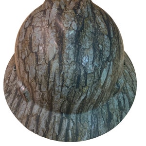 Custom Hard Hat Treebark Camo Hydro Dipped Full Brim MSA V-Gard