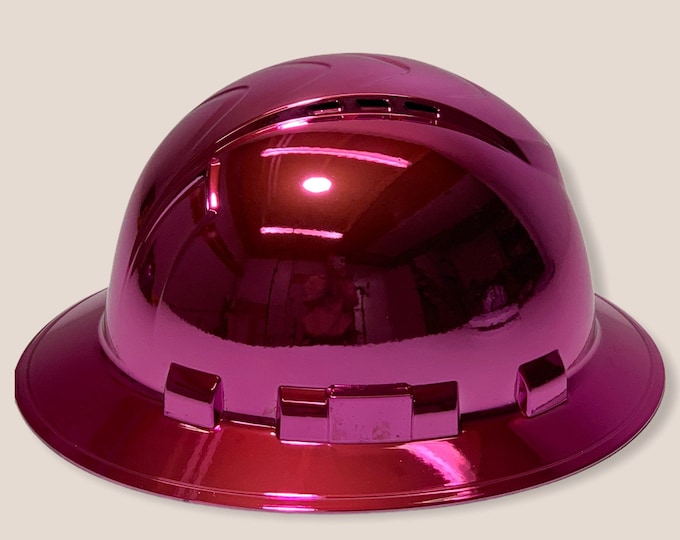 Custom Hard Hat Ridgeline Full Brim Pink Chrome
