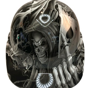 Custom Hydro Dipped Hard Hat Ridgeline Cap Style White Ace Of Skulls