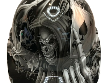 Custom Hydro Dipped Hard Hat Ridgeline Cap Style White Ace Of Skulls