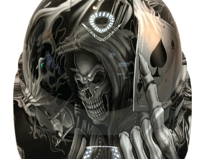 Custom Hydro Dipped Hard Hat Ridgeline Cap Style White Ace Of Skulls