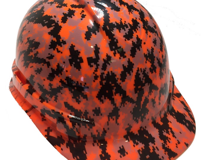 Hard Hat Ridgeline Cap Style Custom Hi Vis Orange Digital Camo