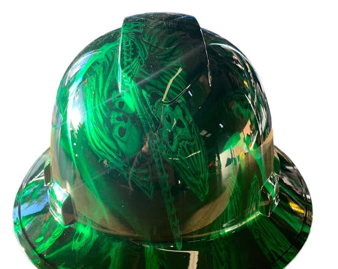 Hard Hat Ridgeline Full Brim Custom Kandy green Reaper Hydro Dipped