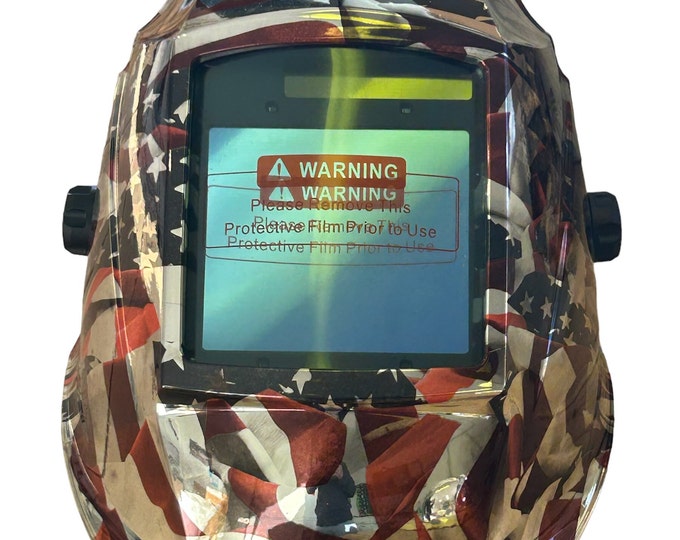 Custom Hydro Dipped Welding Helmet AUTO DARK WHAM30 Series Chrome American Flags