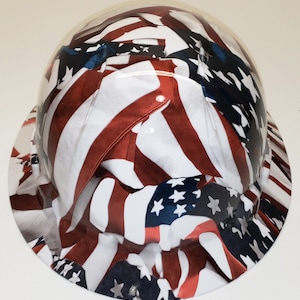 Hydro Dip Traditional American Flags Lift Briggs HBFC-7G Full Brim Vented Hard Hat