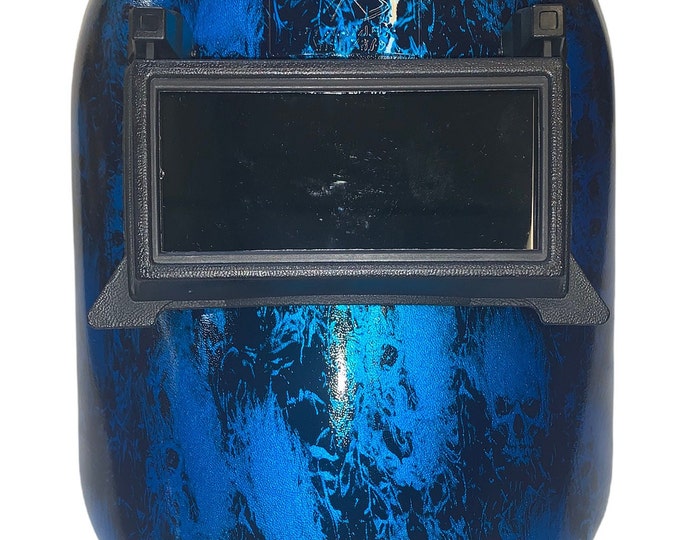 Hydro Dipped Custom Welding Helmet  WHP100 Dipped Kandy Blue Insanity Skulls
