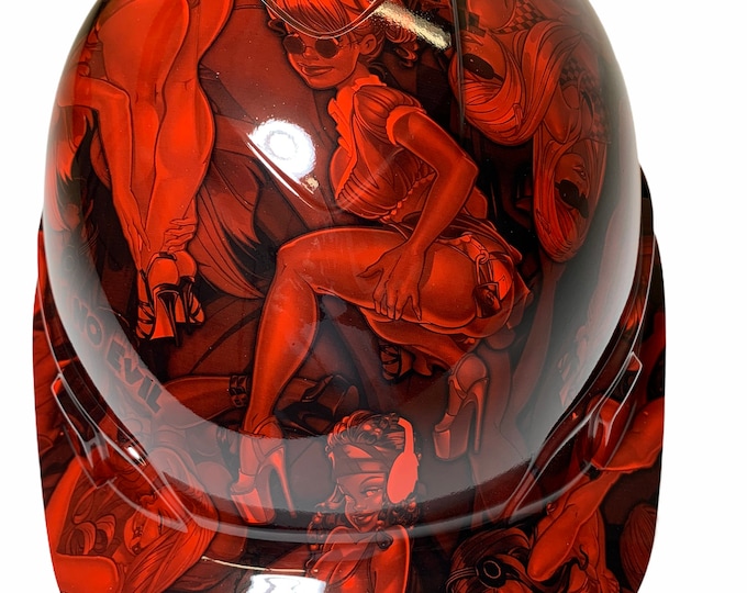 Custom Hydro Dip Hard Hat Ridgeline Cap Style Custom Red Naughty No Evil